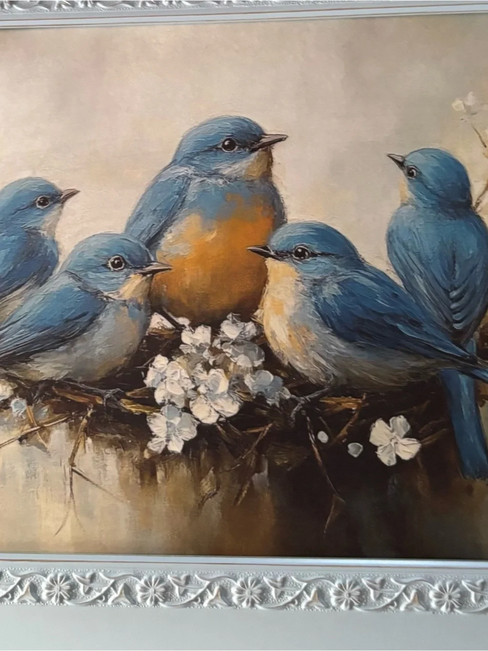 Framed Bird Family wall art 12.5”x10”
